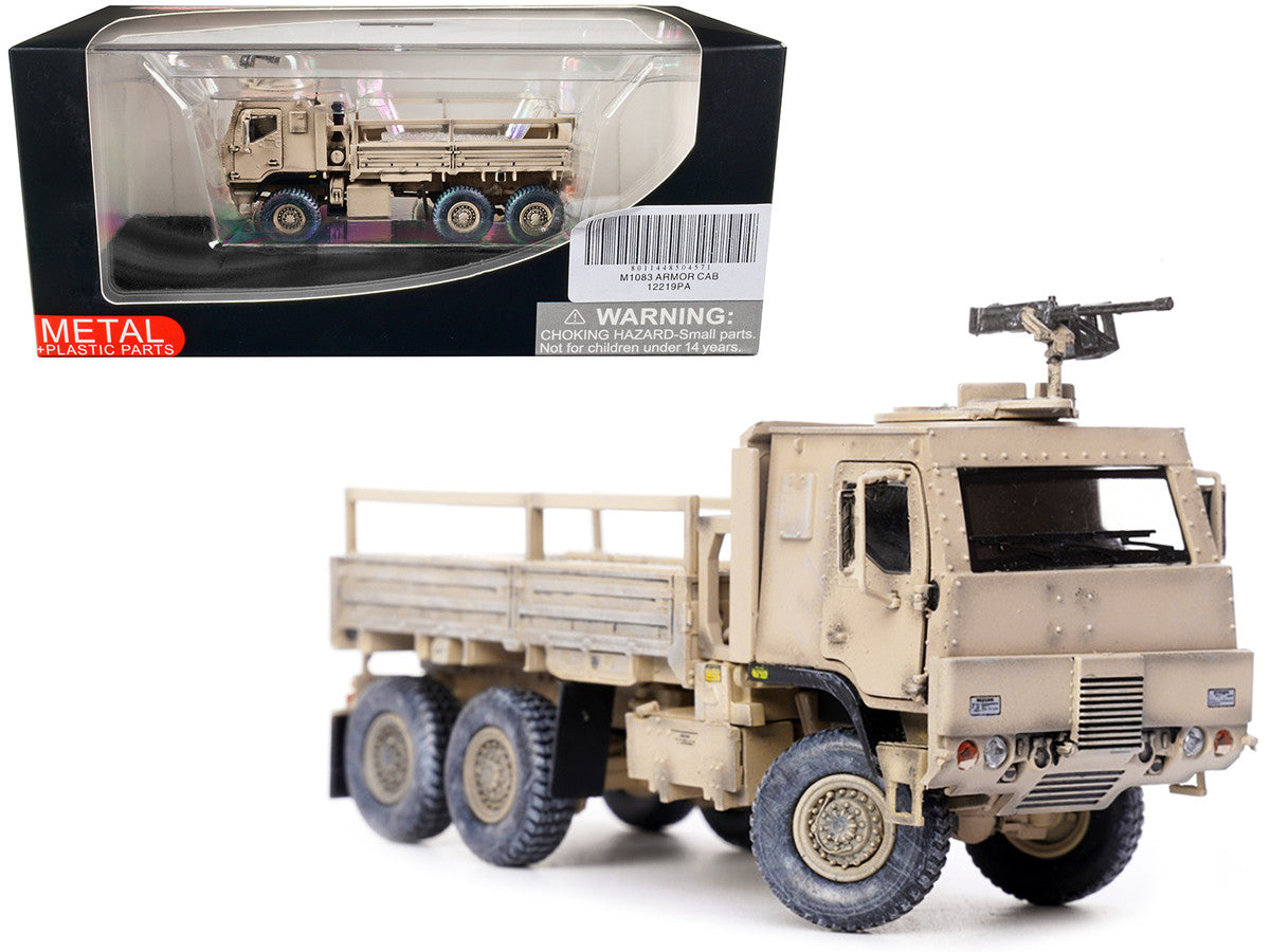 M1083 MTV (Medium Tactical Vehicle) Armored Cab Cargo Truck with Turret Desert Camouflage "US Army" "Armor Premium" Series 1/72 Diecast Model by Panzerkampf-0