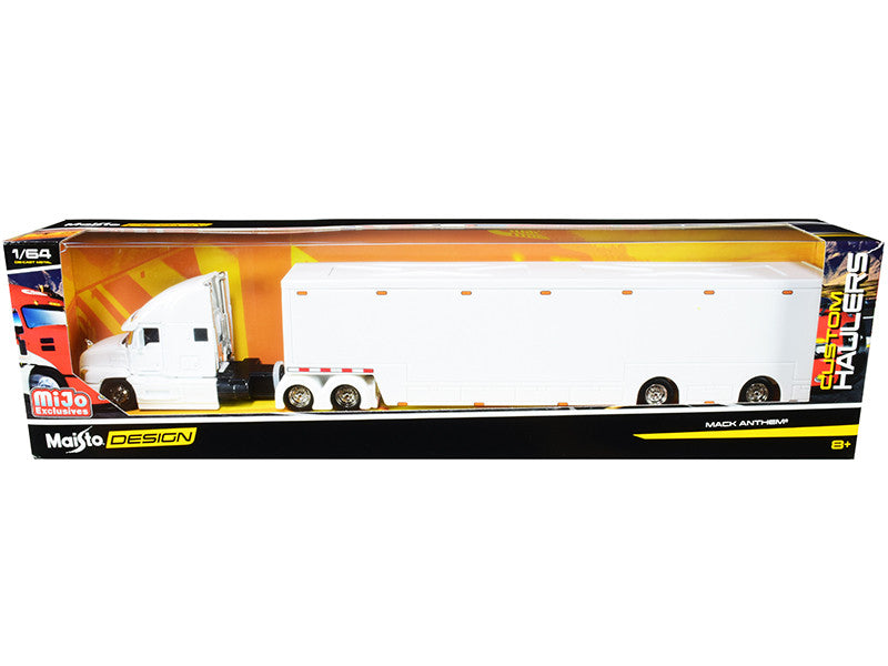 Mack Anthem Enclosed Transporter White "Custom Haulers" Series 1/64 Diecast Model by Maisto-0