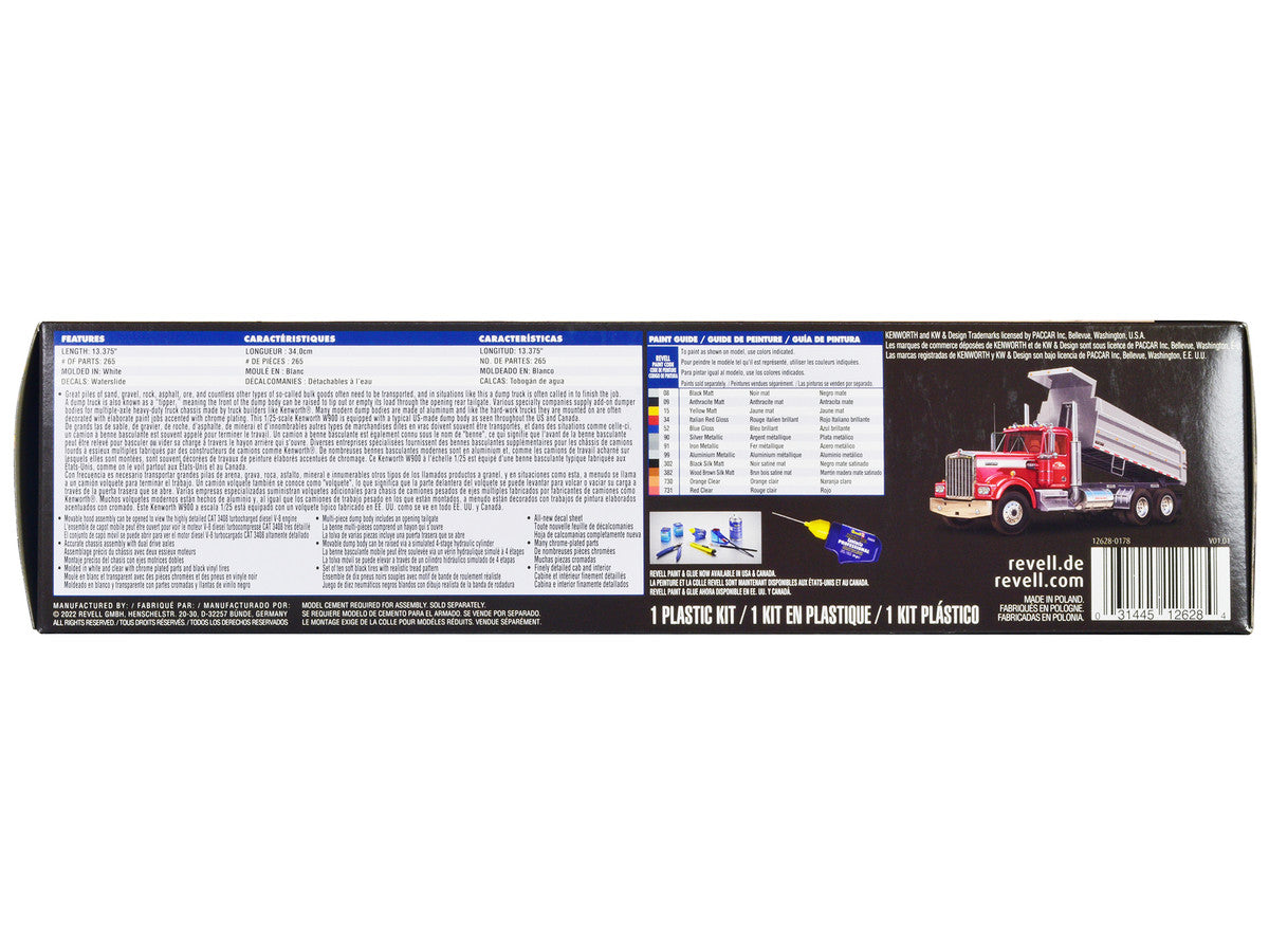 Level 5 Model Kit Kenworth W-900 Dump Truck 1/25 Scale Model by Revell-2