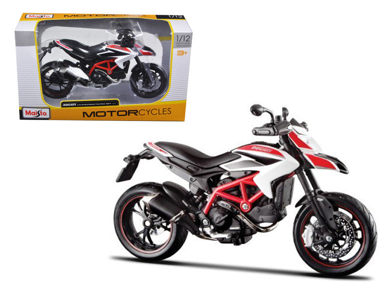 2013 Ducati Hypermotard SP White with Black and Red Stripes 1/12 Diecast Motorcycle Model by Maisto-0