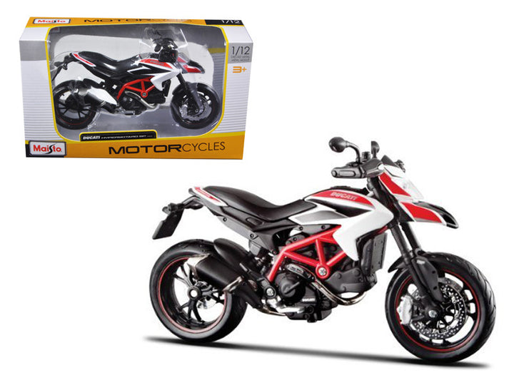 2013 Ducati Hypermotard SP White with Black and Red Stripes 1/12 Diecast Motorcycle Model by Maisto-0