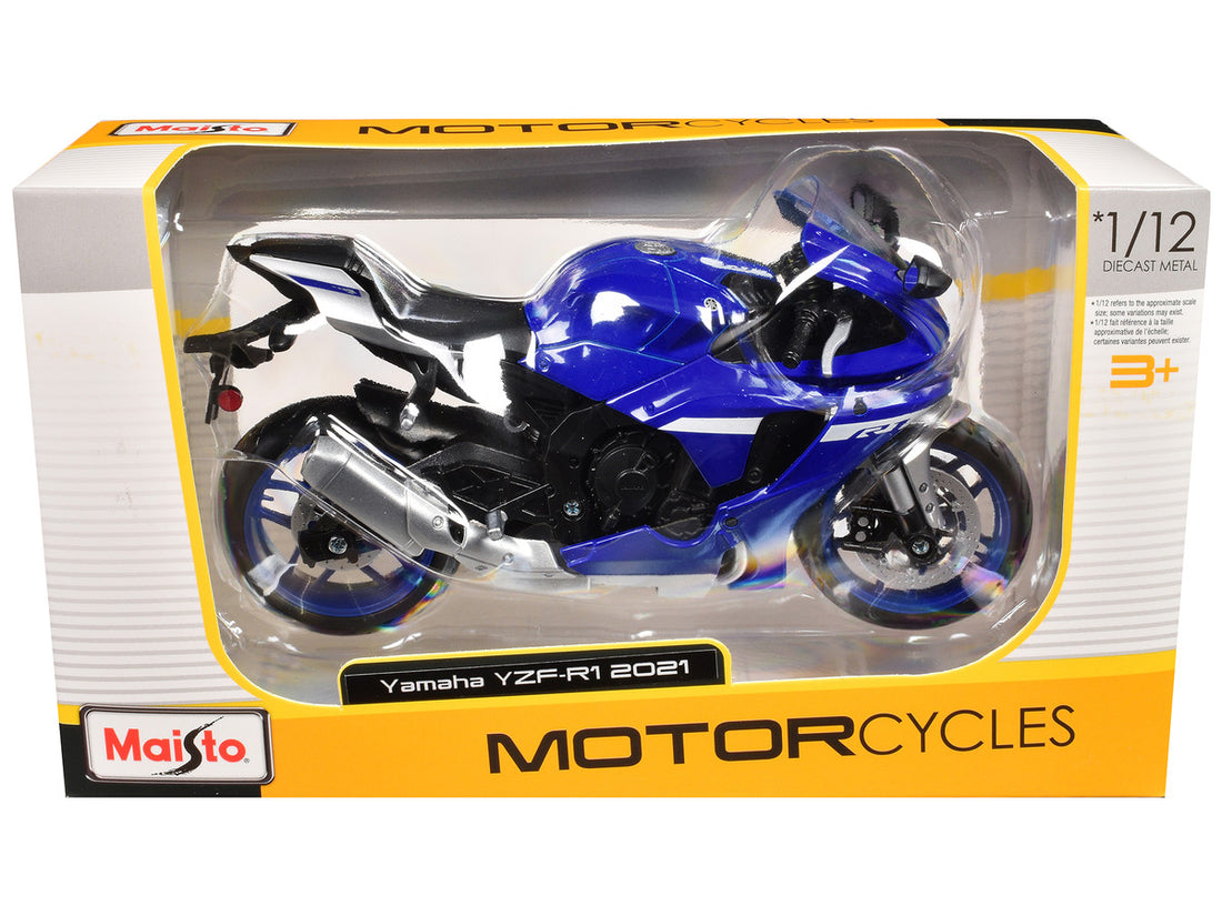 2021 Yamaha YZF-R1 Motorcycle Blue 1/12 Diecast Model by Maisto-0