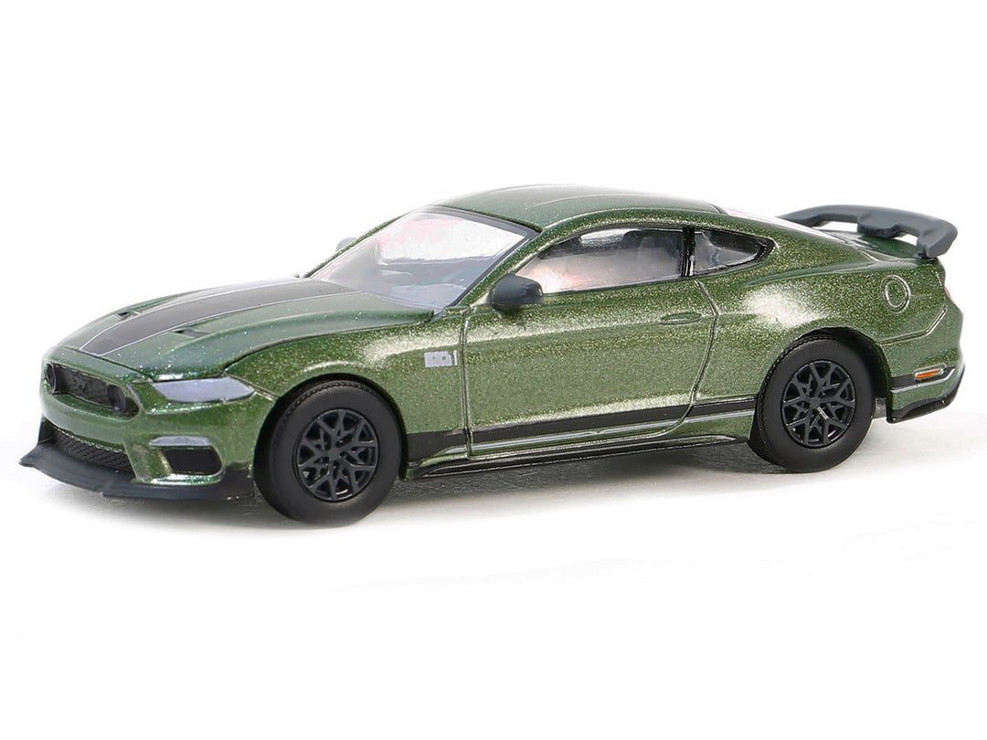 2022 Ford Mustang Mach 1 Eruption Green Metallic with Black Stripes "GreenLight Muscle" Series 28 1/64 Diecast Model Car by Greenlight-1