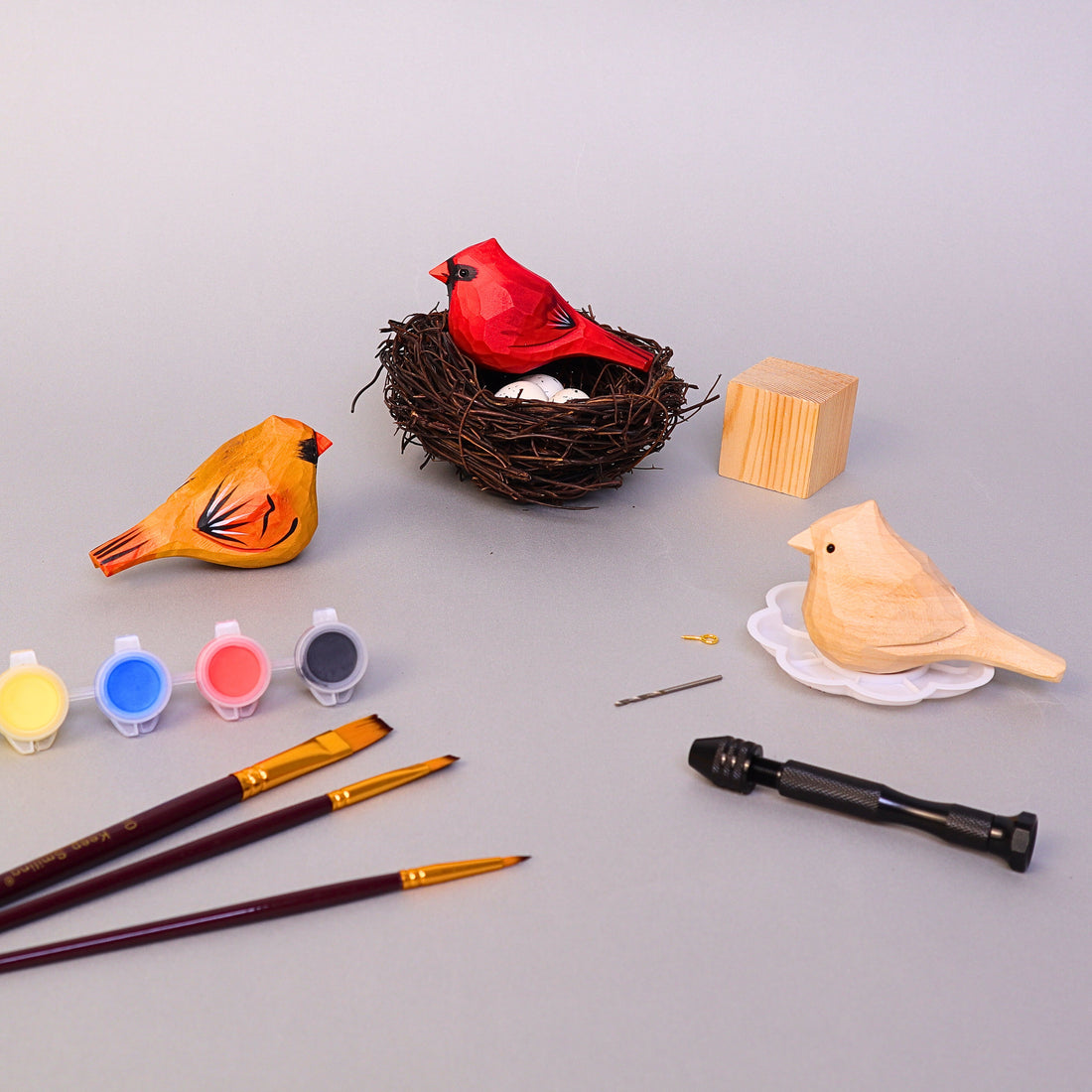 Hand-Carved Cardinal Bird DIY Painting Kit – Nature-Inspired Decor & Gifts 4