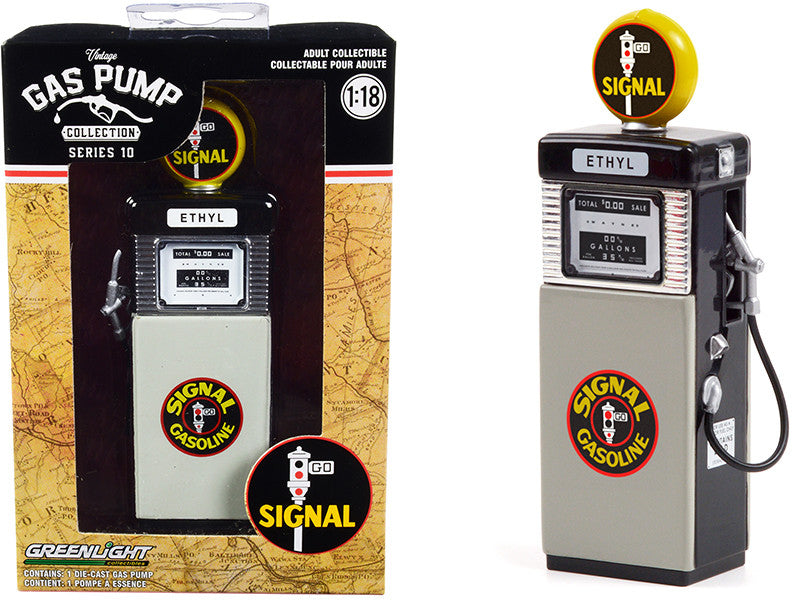 Wayne 1951 505 Gas Pump "Signal Gasoline" Black and Gray "Vintage Gas Pumps" Series 10 1/18 Diecast Model by Greenlight