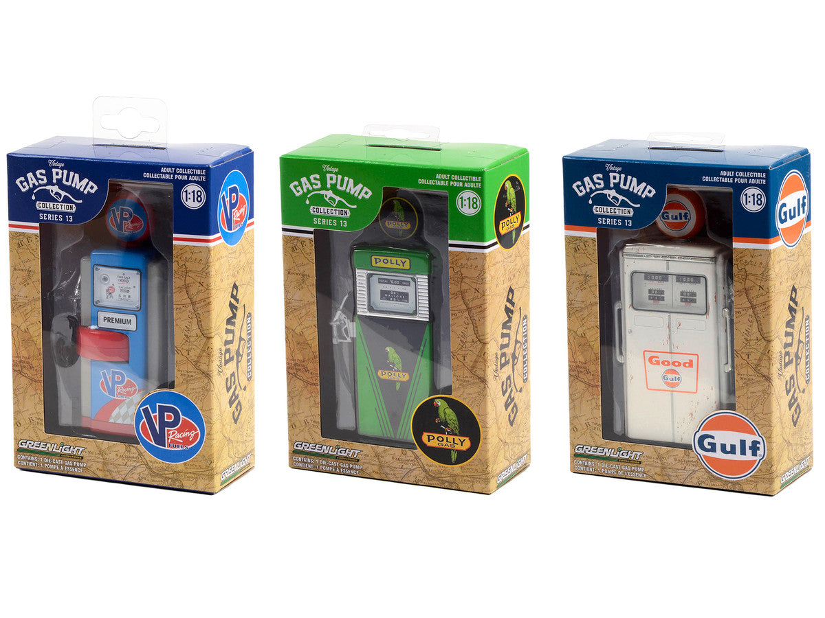 "Vintage Gas Pump" Set of 3 Pumps Series 13 1/18 Diecast Models by Greenlight-0