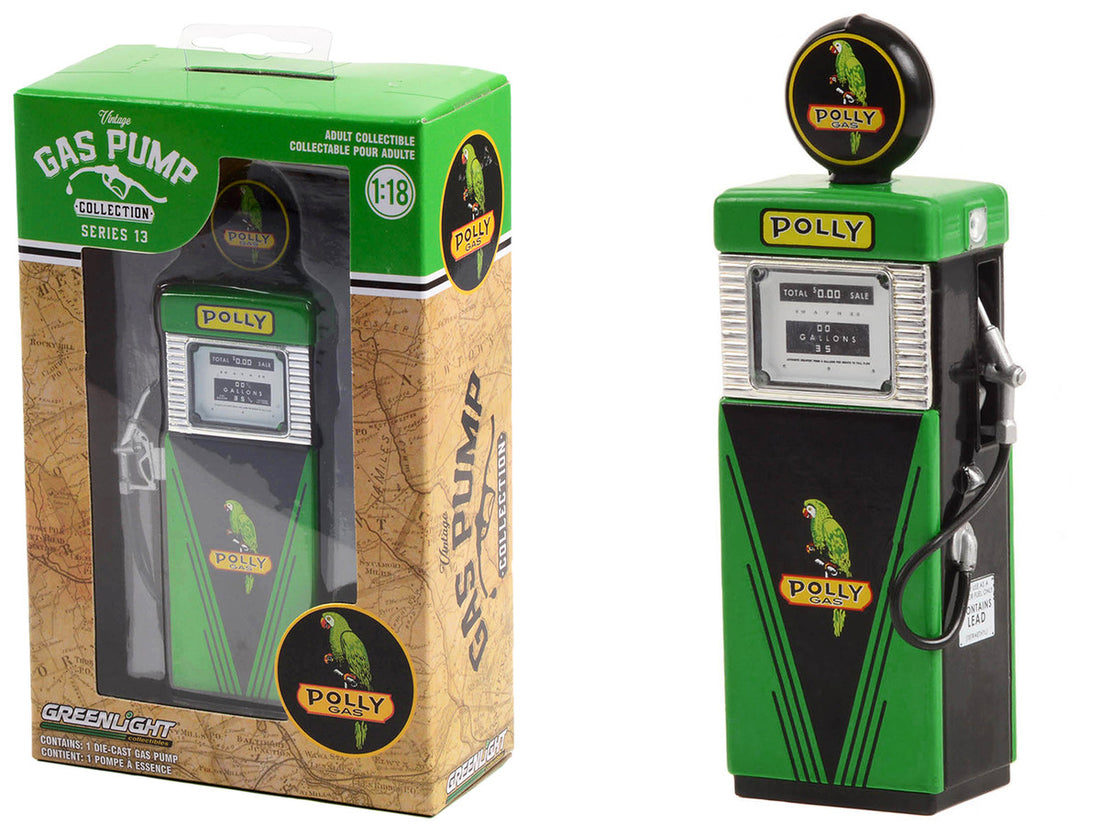 1951 Wayne 505 Gas Pump "Polly Gas" Green and Black "Vintage Gas Pumps" Series 13 1/18 Diecast Model by Greenlight-0