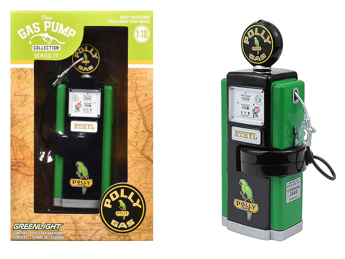 Wayne 1948 100-A Gas Pump "Polly Gas" Black and Green "Vintage Gas Pumps" Series 17 1/18 Diecast Replica by Greenlight 2