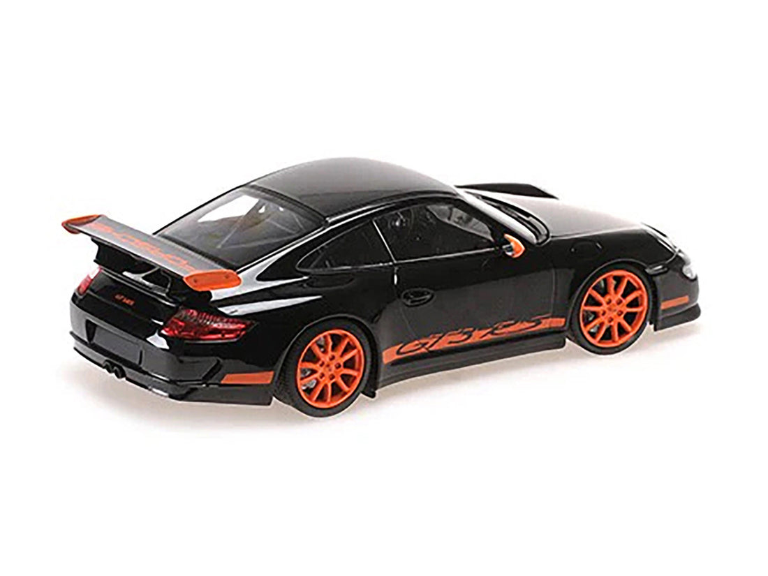 2007 Porsche 911 GT3 RS Black with Orange Stripes 1/18 Diecast Model Car by Minichamps-2