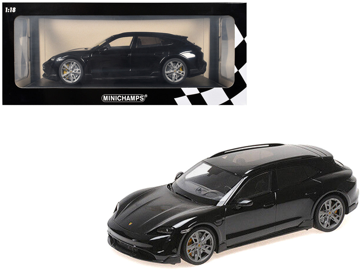 2021 Porsche Taycan CUV Turbo S Black Limited Edition to 480 pieces Worldwide 1/18 Diecast Model Car by Minichamps-0