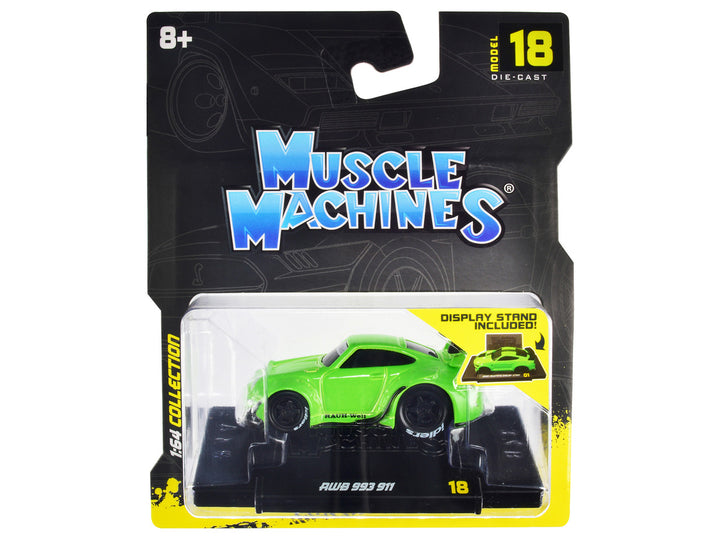 RWB 911 993 Bright Green "RAUH-Welt BEGRIFF" 1/64 Diecast Model Car by Muscle Machines-0