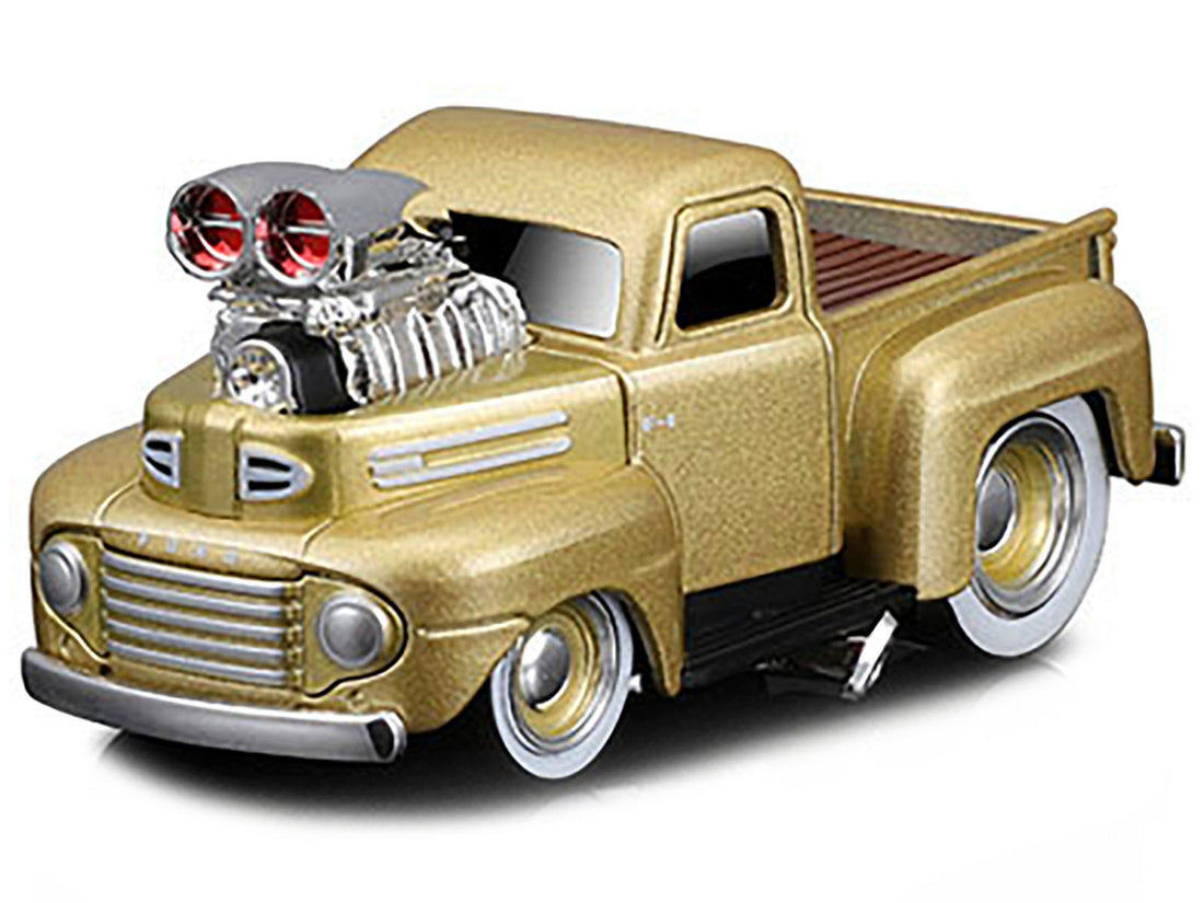 1949 Ford F1 Pickup Truck Gold Metallic 1/64 Diecast Model Car by Muscle Machines-1