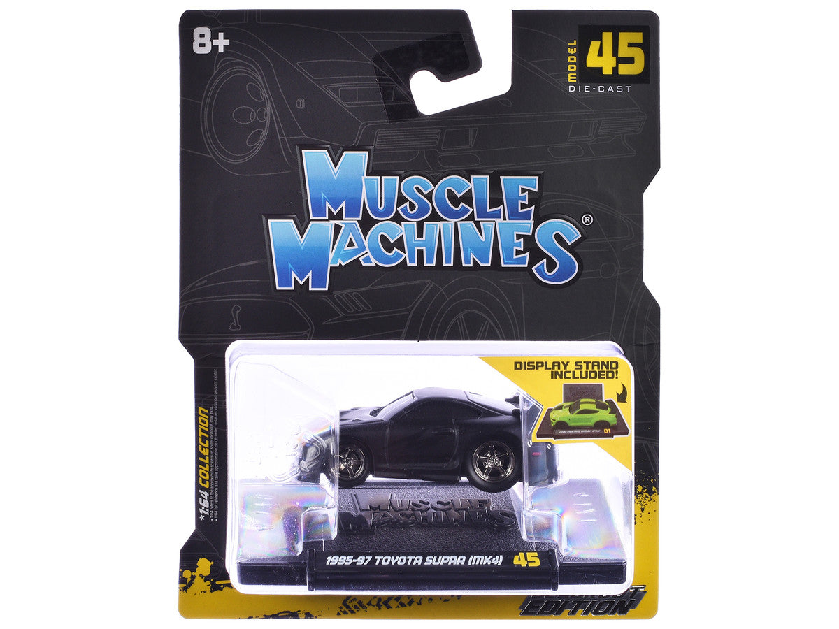 1995-97 Toyota Supra (MK4) Matt Black 1/64 Diecast Model Car by Muscle Machines-2