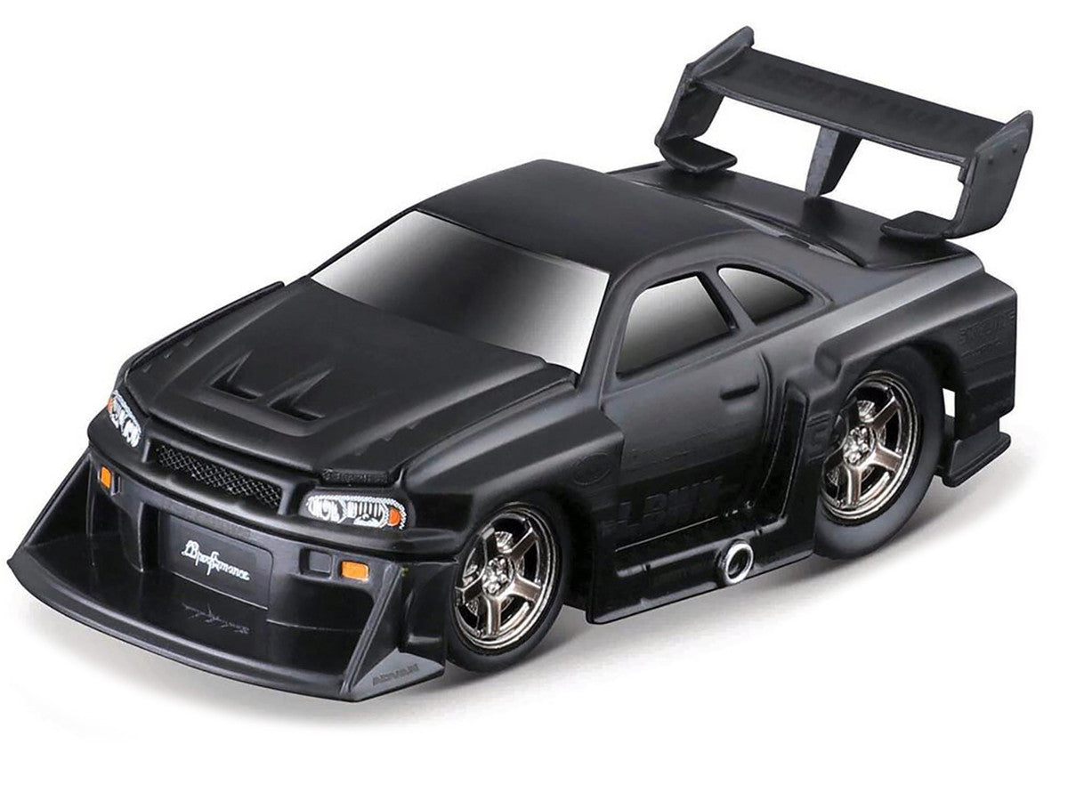 1999 Nissan Skyline GT-R (R34) #5 "Liberty Walk" Matt Black 1/64 Diecast Model Car by Muscle Machines-0