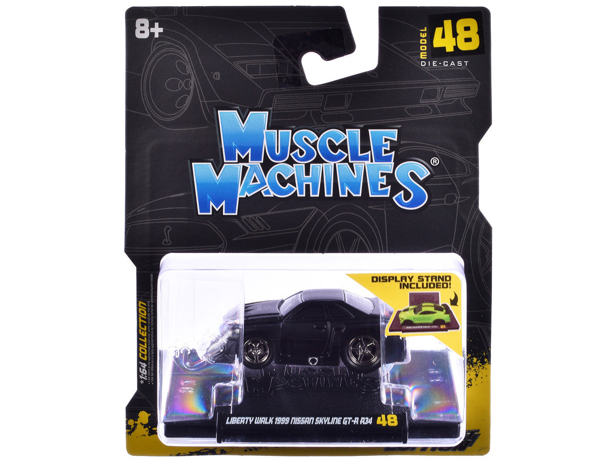 1999 Nissan Skyline GT-R (R34) #5 "Liberty Walk" Matt Black 1/64 Diecast Model Car by Muscle Machines-1