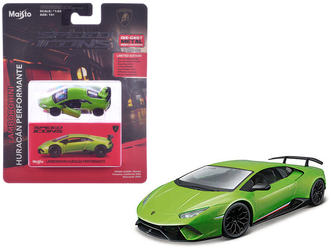 Lamborghini Huracan Performante Green "Speed Icons" Series 1/64 Diecast Model Car by Maisto-2