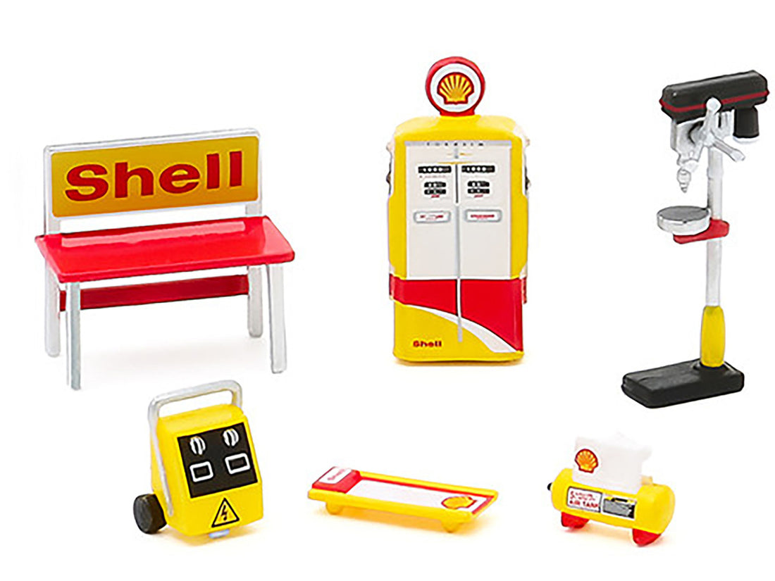 Shell Oil 6 piece Shop Tools Set "Shop Tool Accessories" Series 3 1/64 by Greenlight 2