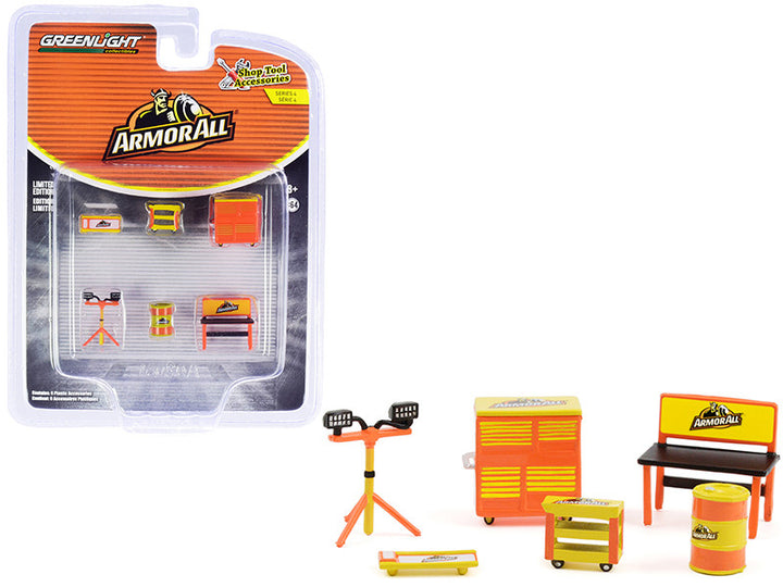 "Armor All" 6 piece Shop Tools Set "Shop Tool Accessories" Series 4 1/64 Models by Greenlight-0