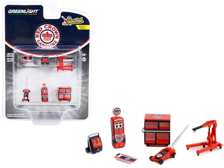 "Red Crown Gasoline" 6 piece Shop Tools Set "Shop Tool Accessories" Series 5 1/64 Models by Greenlight-0