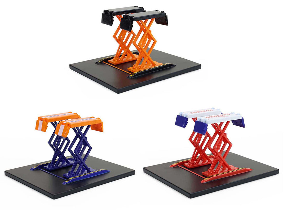Automotive "Double Scissor Lifts" Series #2 Set of 3 pieces 1/64 Diecast Models by Greenlight