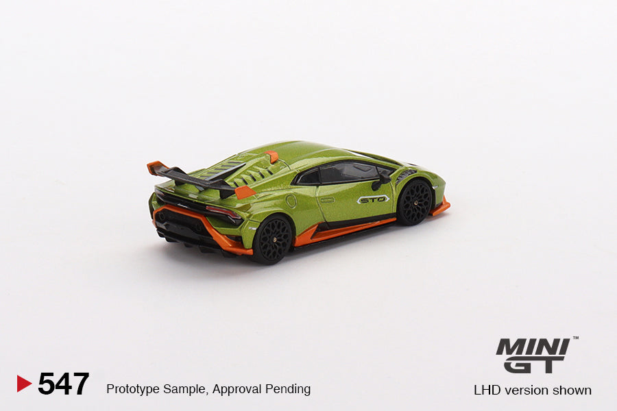 Lamborghini Huracán STO Verde Citrea #547 1:64 by Mini-GT MGT00547 Angled Rear View