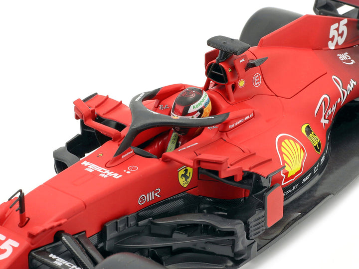 Ferrari SF21 #55 Carlos Sainz Formula One F1 Car "Ferrari Racing" Series 1/18 Diecast Model Car by Bburago-1