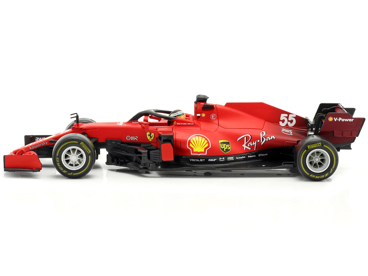 Ferrari SF21 #55 Carlos Sainz Formula One F1 Car "Ferrari Racing" Series 1/18 Diecast Model Car by Bburago-3