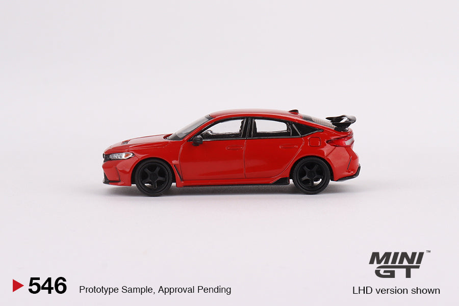 Honda Civic Type R Rallye Red 2023 W/ Advan GT Wheel #546 1:64 by Mini-GT MGT00546 Side View