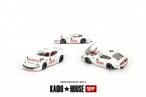 Nissan Fairlady 240z Motul in White 1:64 by Mini GT x Kaido House KHMG064 Multi Sided View