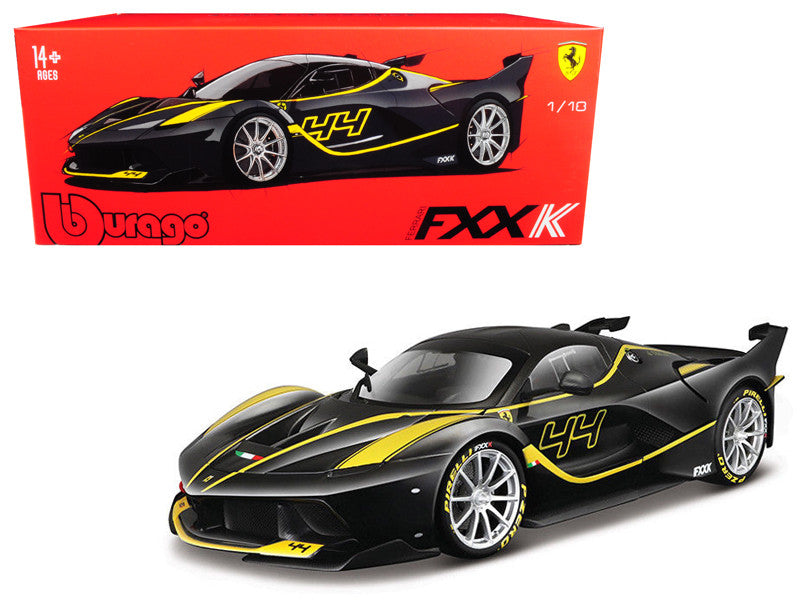 Ferrari FXX-K #44 Black with Yellow Stripes "Signature Series" 1/18 Diecast Model Car by Bburago-0