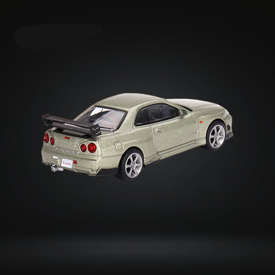 Nissan Skyline GT-R (R34) Tommykaira R-z Millenium Jade #697 1:64 by Mini-GT MGT00697 Angled Rear View