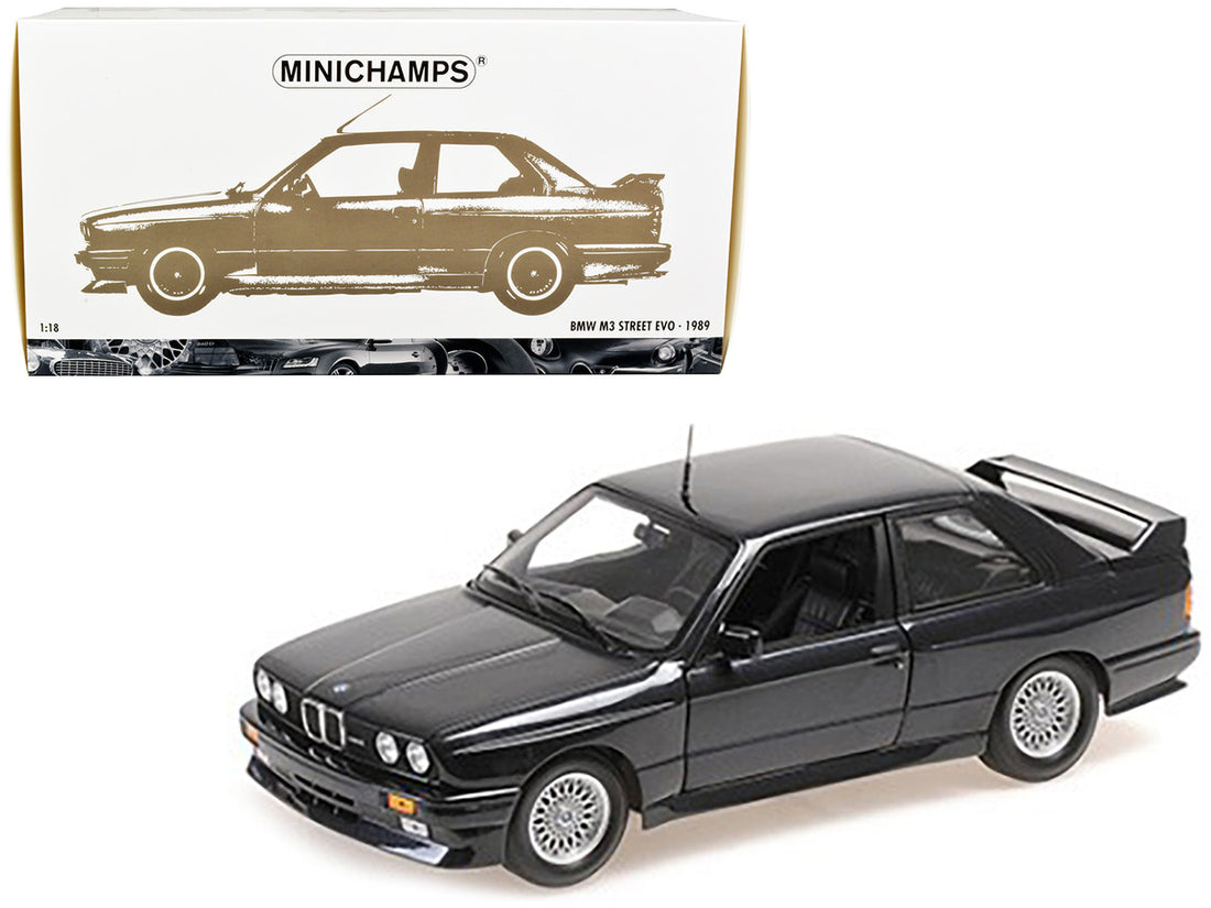 1989 BMW M3 Street EVO Dark Blue Metallic 1/18 Diecast Model Car by Minichamps-0
