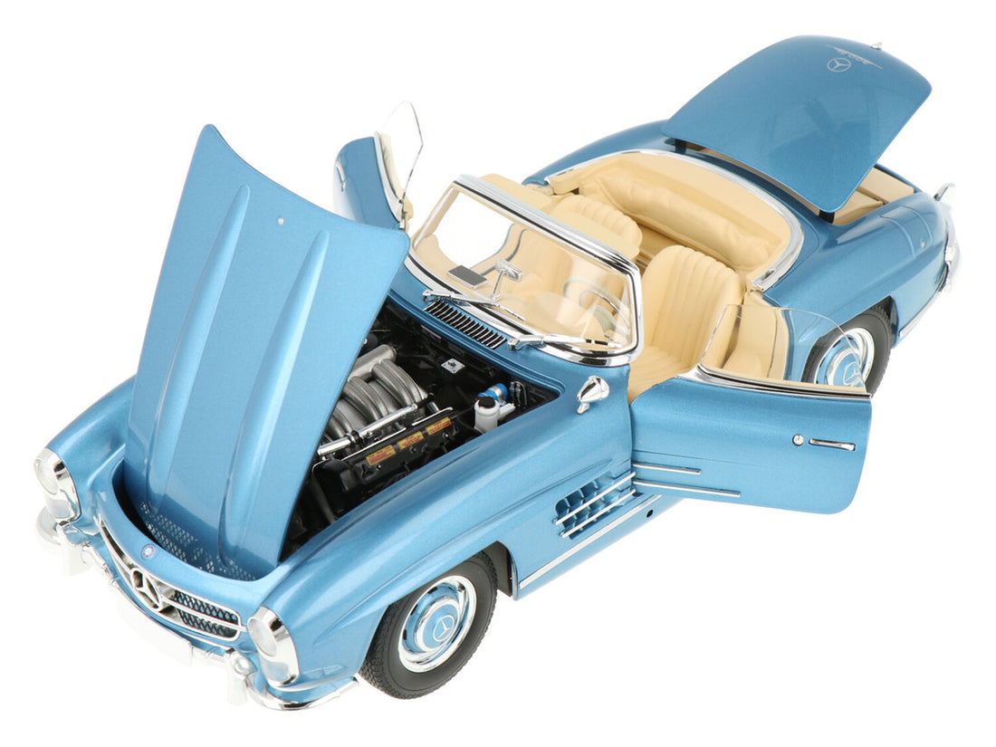 1958 Mercedes-Benz 300 SL Roadster (W198) Blue Metallic 1/18 Diecast Model Car by Minichamps-1