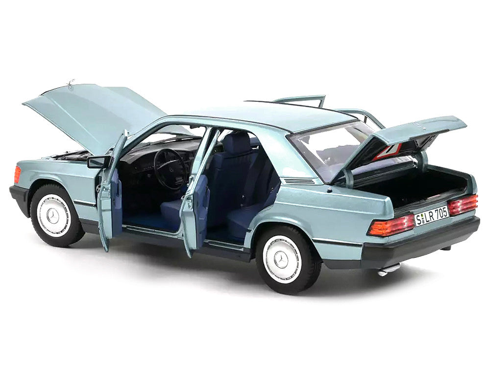 1984 Mercedes-Benz 190 E Light Blue Metallic with Blue Interior 1/18 Diecast Model Car by Norev-1