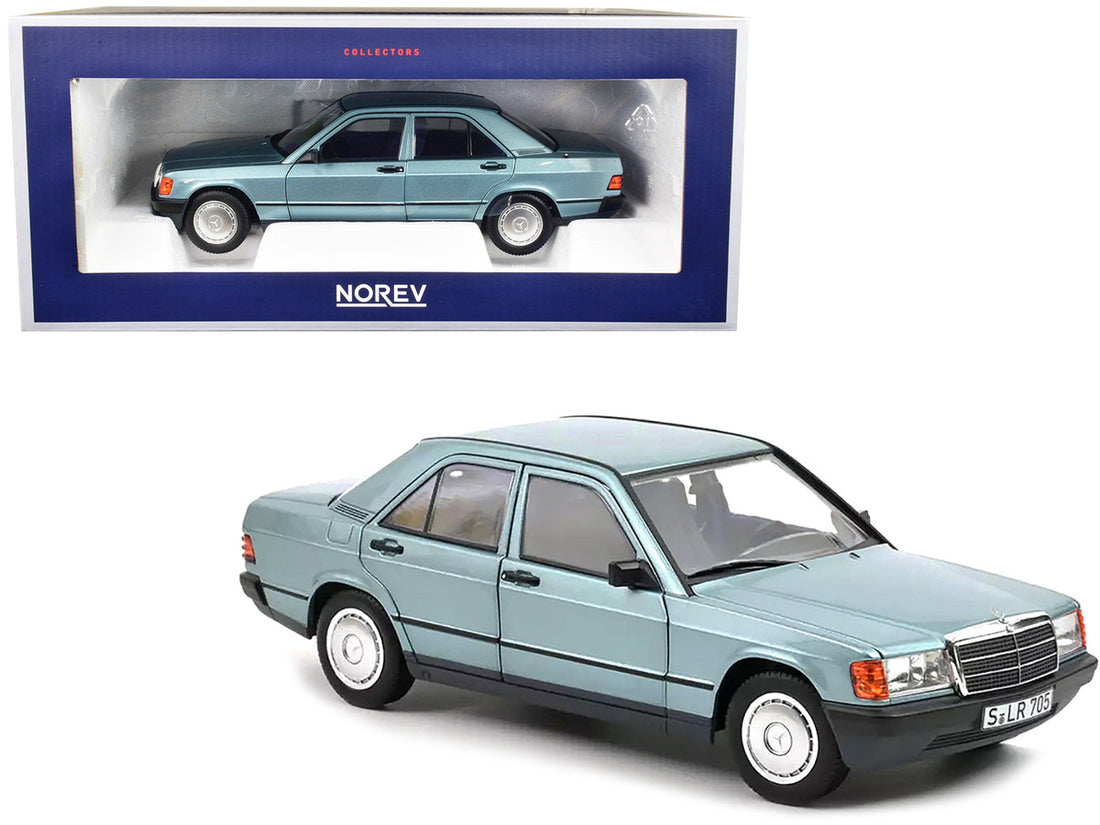 1984 Mercedes-Benz 190 E Light Blue Metallic with Blue Interior 1/18 Diecast Model Car by Norev-0