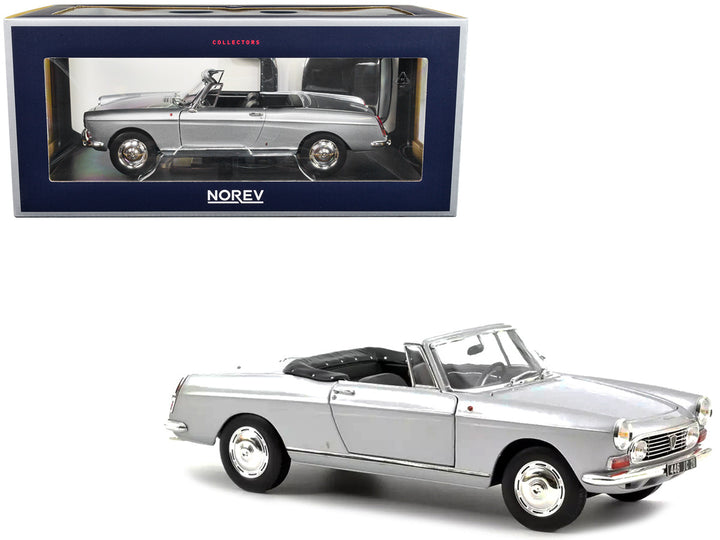 1967 Peugeot 404 Cabriolet Silver Metallic 1/18 Diecast Model Car by Norev-0