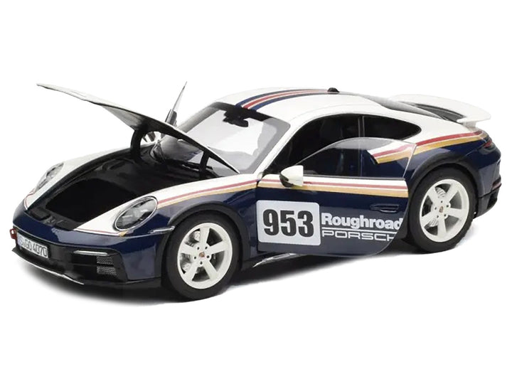 2023 Porsche 911 Dakar #953 "Roughroads Porsche" Blue and White with Stripes 1/18 Diecast Model Car by Norev-0