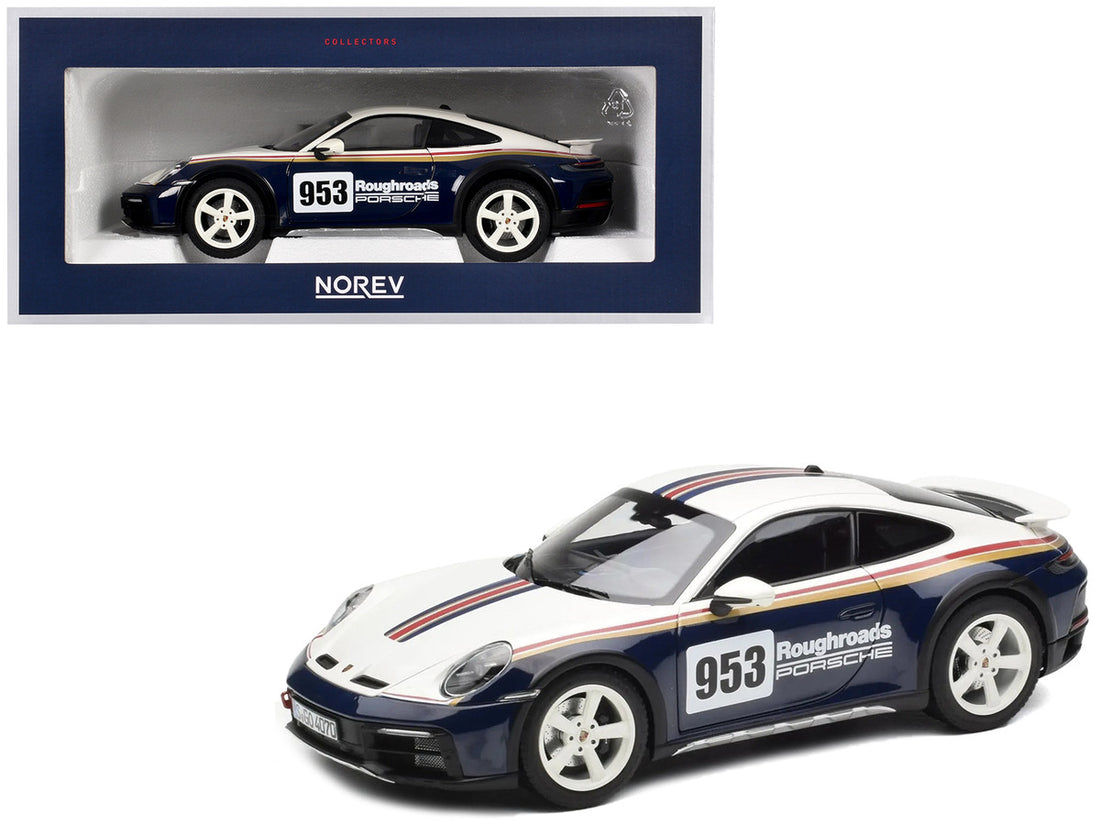 2023 Porsche 911 Dakar #953 "Roughroads Porsche" Blue and White with Stripes 1/18 Diecast Model Car by Norev-3