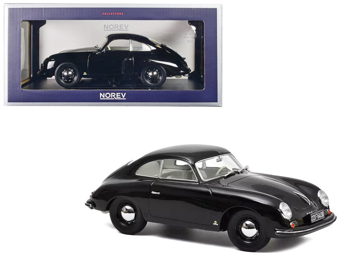 1952 Porsche 356 Coupe Black with White Interior 1/18 Diecast Model Car by Norev-0