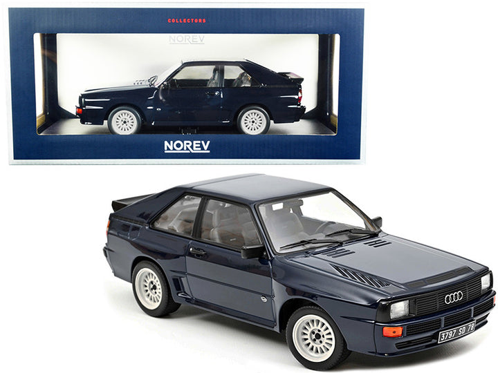 1985 Audi Sport Quattro Coupe Dark Blue 1/18 Diecast Model Car by Norev-0