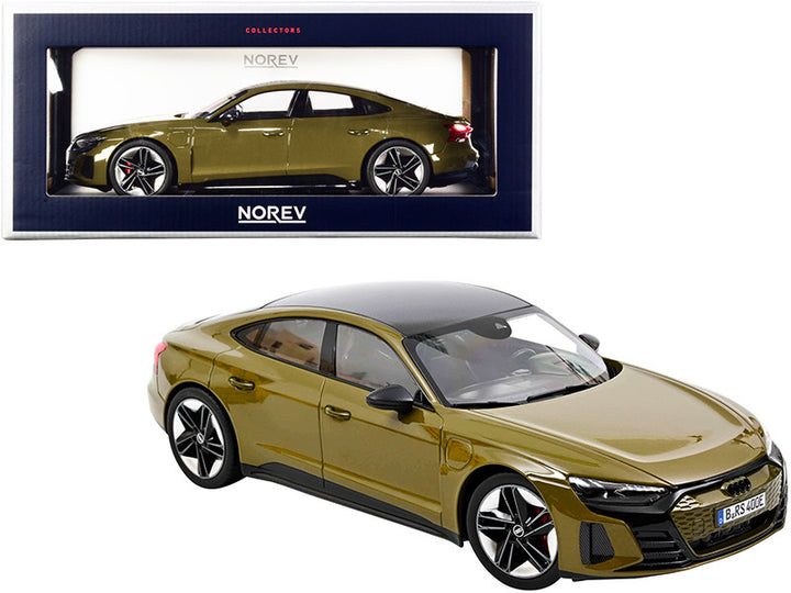 2021 Audi RS E-Tron GT Olive Green Metallic with Carbon Top 1/18 Diecast Model Car by Norev-0