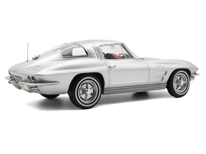 1963 Chevrolet Corvette Sting Ray Sebring Silver Metallic with Red Interior 1/18 Diecast Model Car by Norev-1