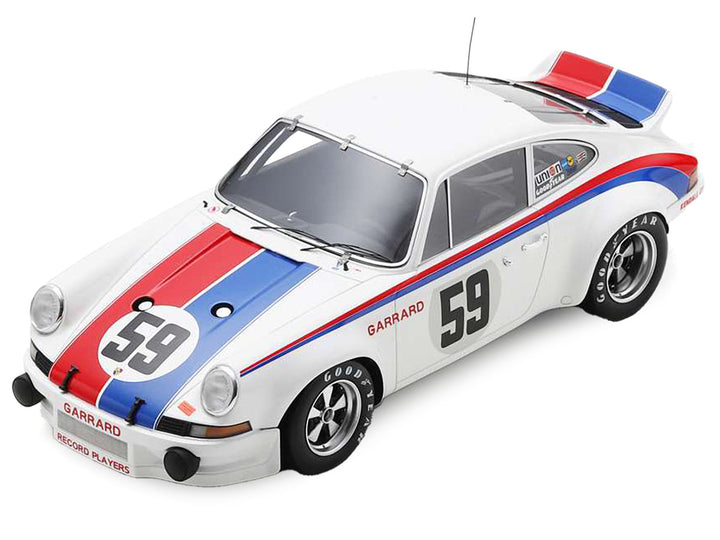 Porsche 911 Carrera RSR #59 Peter Gregg - Hurley Haywood "Brumos Racing" Winner "24 Hours of Daytona" (1973) with Acrylic Display Case 1/18 Model Car by Spark-1