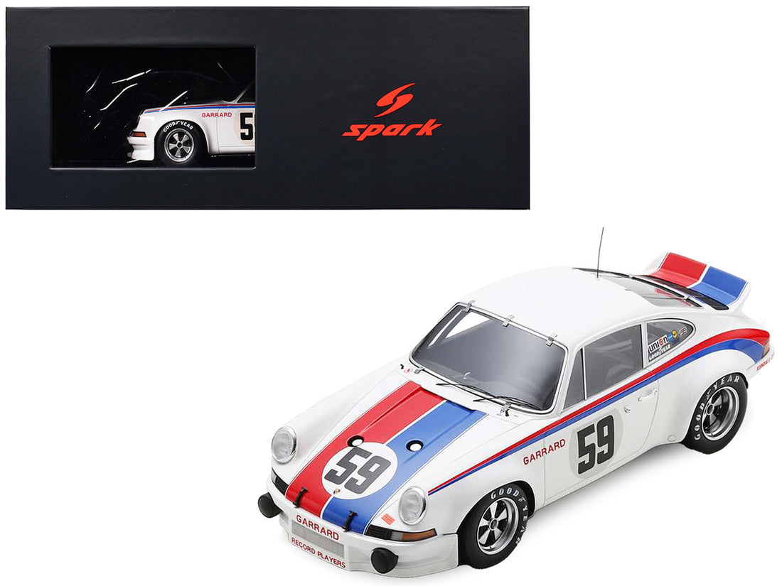 Porsche 911 Carrera RSR #59 Peter Gregg - Hurley Haywood "Brumos Racing" Winner "24 Hours of Daytona" (1973) with Acrylic Display Case 1/18 Model Car by Spark-0