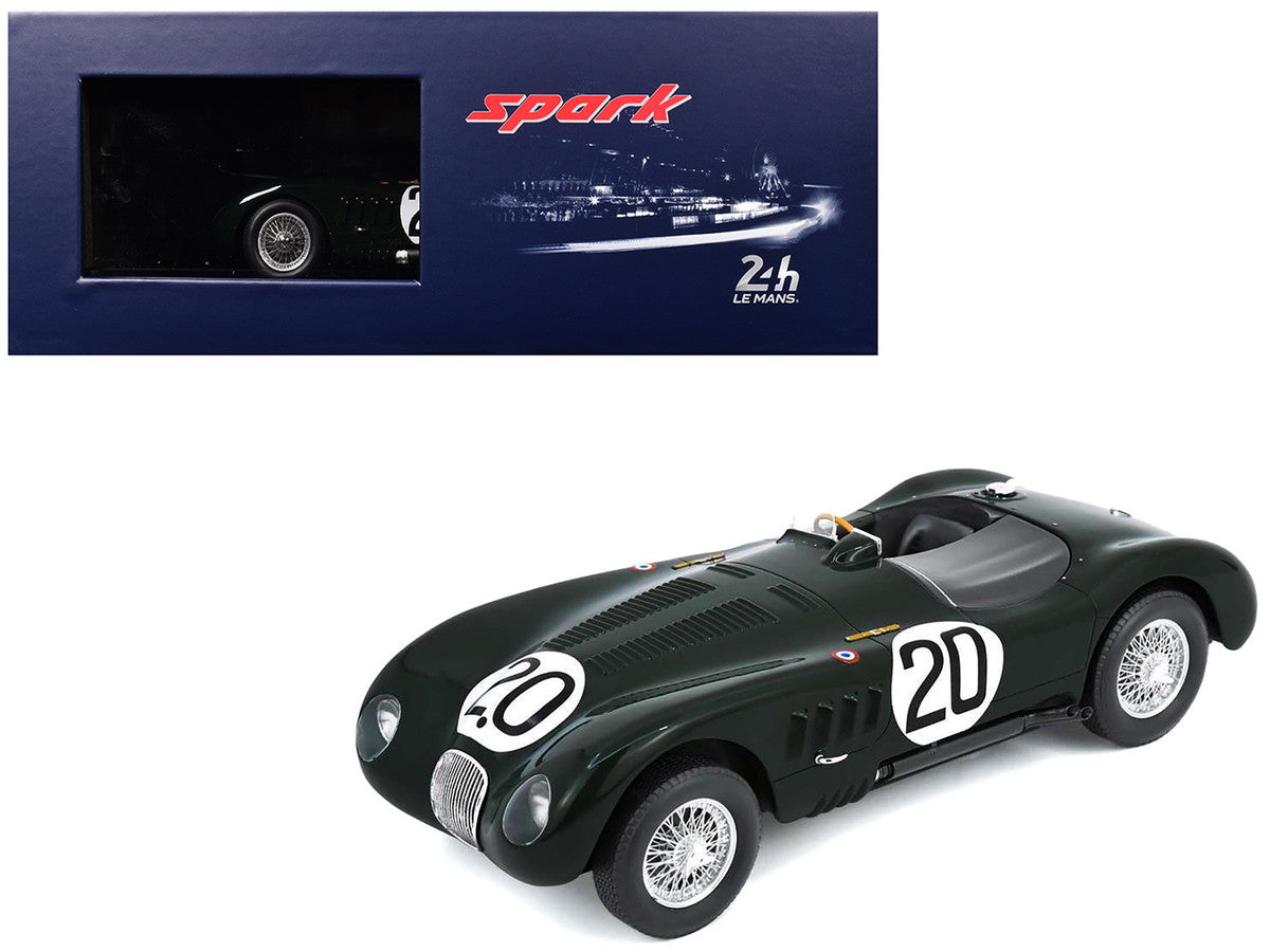 Jaguar XK 120 C #20 Peter Walker - Peter Whitehead "Jaguar Cars Ltd" Winner "24 Hours of Le Mans" (1951) with Acrylic Display Case 1/18 Model Car by Spark-0