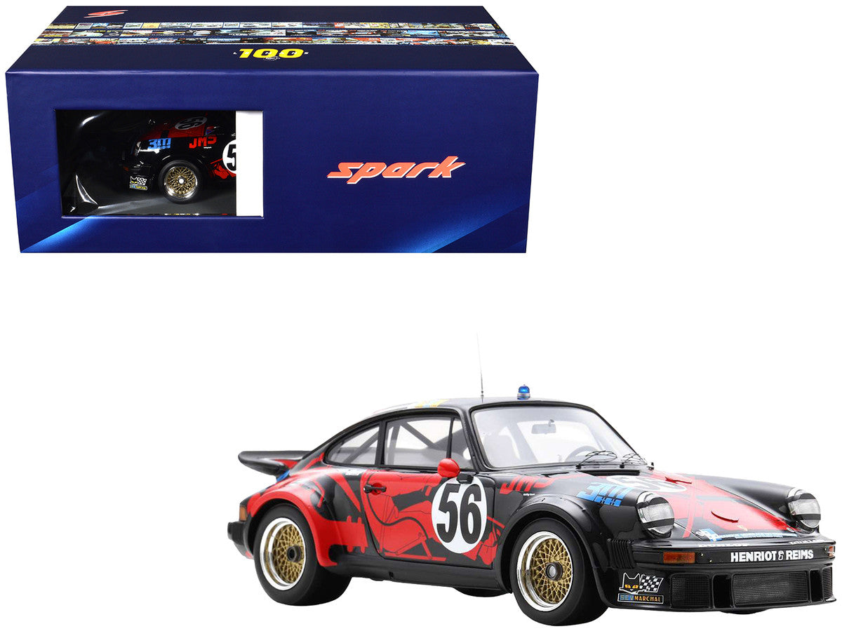 Porsche 934 #56 Jean-Louis Bousquet - Cyril Grandet - Philippe Dagoreau "JMS Racing-ASA Cachia" "24 Hours of Le Mans" (1977) with Acrylic Display Case 1/18 Model Car by Spark-0