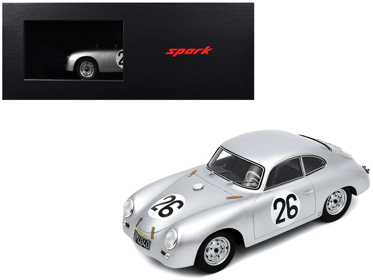 Porsche 356 #26 Max Nathan - Helmut 'Helm' Glockler "Porsche KG" "24 Hours of Le Mans" (1956) with Acrylic Display Case 1/18 Model Car by Spark-0