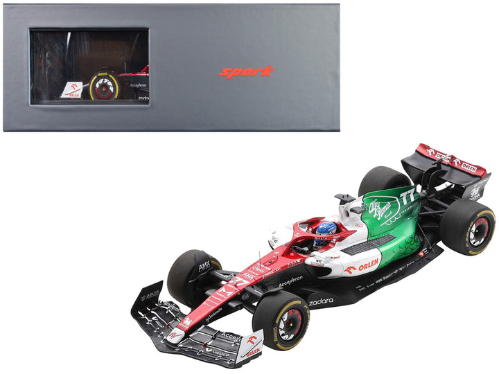 Alfa Romeo C42 #77 Valtteri Bottas "Orlen" Formula One F1 Azerbaijan GP (2022) with Acrylic Display Case 1/18 Model Car by Spark-0