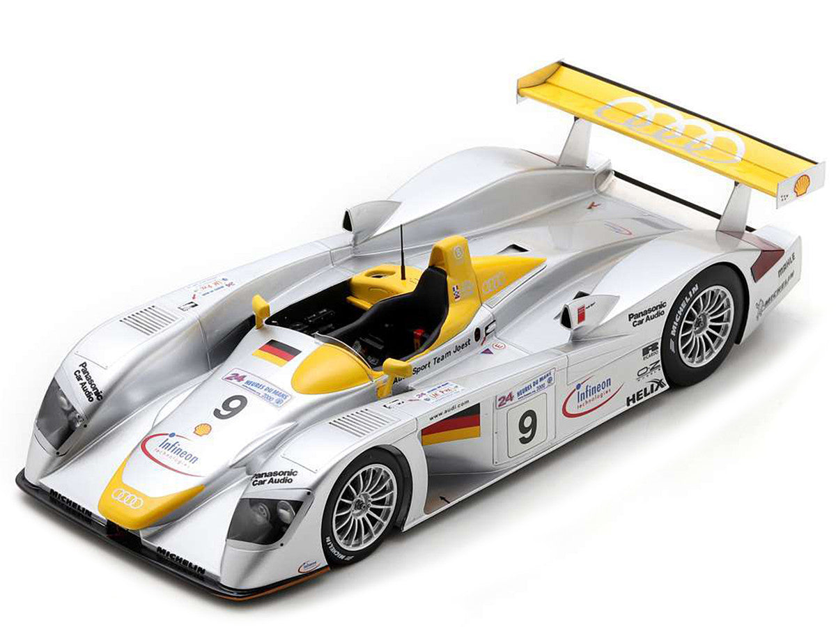 Audi R8 #9 Laurent Aiello - Allan McNish - Stephane Ortelli "Audi Sport Team Joest" 2nd Place "24 Hours of Le Mans" (2000) with Acrylic Display Case 1/18 Model Car by Spark-1