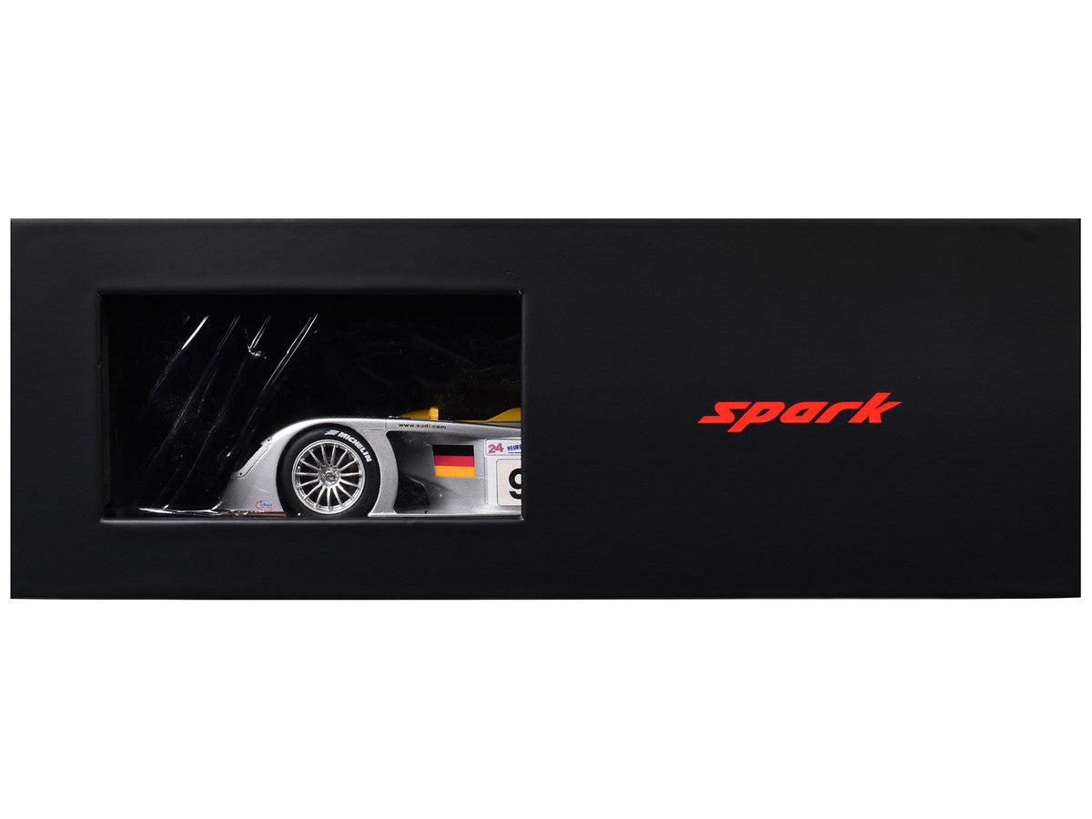 Audi R8 #9 Laurent Aiello - Allan McNish - Stephane Ortelli "Audi Sport Team Joest" 2nd Place "24 Hours of Le Mans" (2000) with Acrylic Display Case 1/18 Model Car by Spark-2